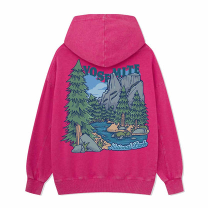 Yosemite National Park  Back-printed Washed Hoodie