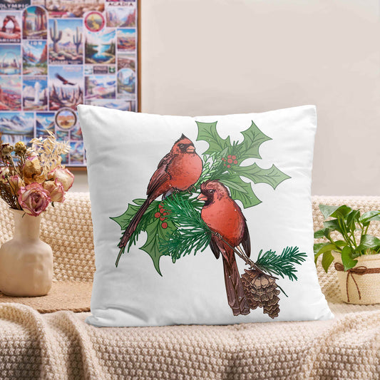 Freeleaf Christmas Cardinal Short Plush Cushion Pillow