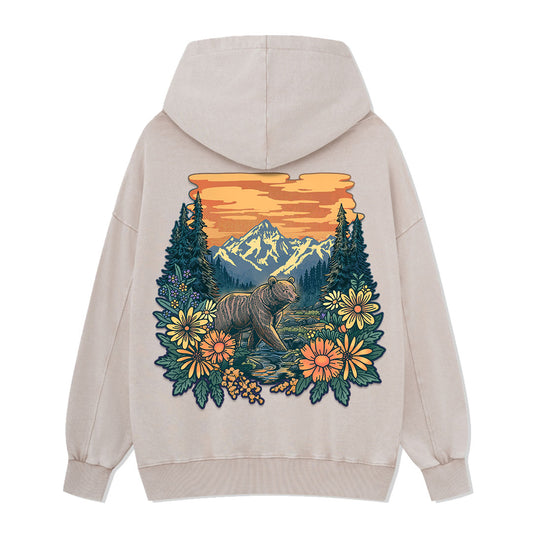 Go Into Nature Back-printed Washed Hoodie