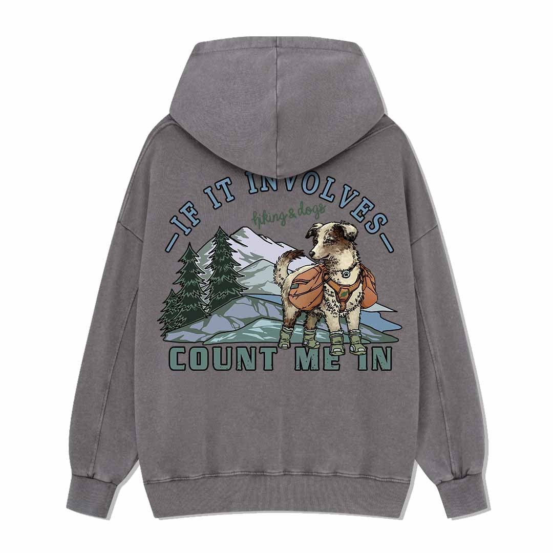 Hiking & Dogs Adventure Washed Hoodie