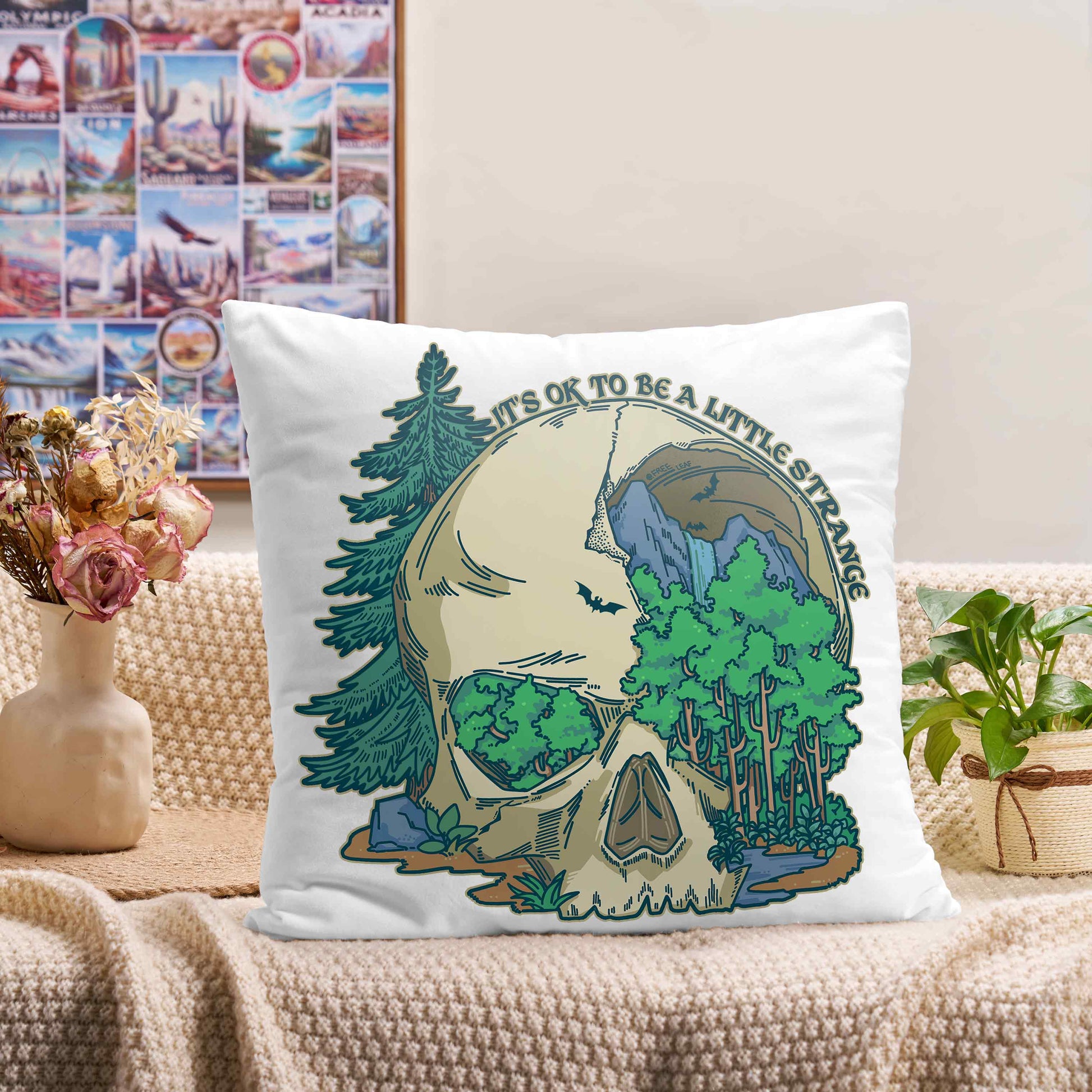 Freeleaf Skull Mountain Short Plush Cushion Pillow