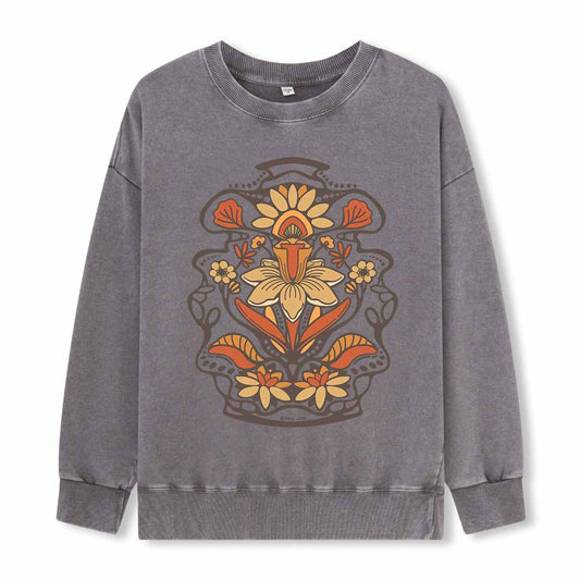 Spring Flower Washed Sweatshirt