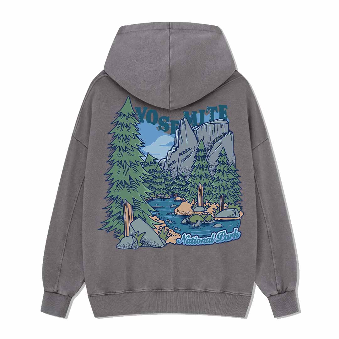 Yosemite National Park  Back-printed Washed Hoodie