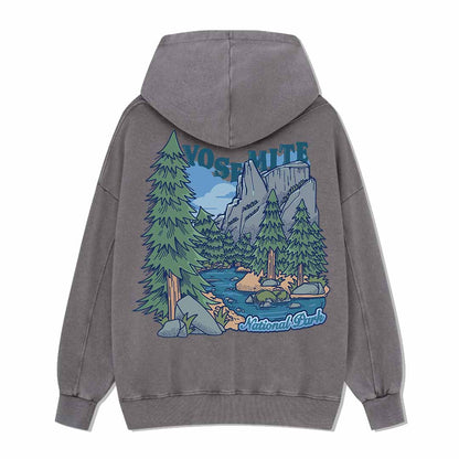 Yosemite National Park  Back-printed Washed Hoodie