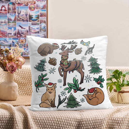 Freeleaf Yellowstone Christmas Wonderland Short Plush Cushion Pillow