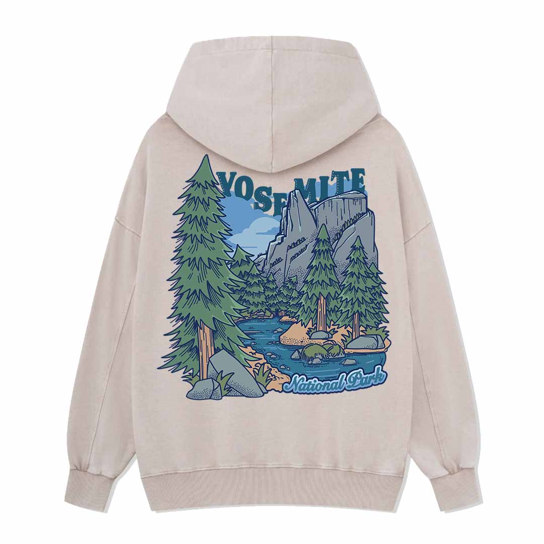 Yosemite National Park  Back-printed Washed Hoodie