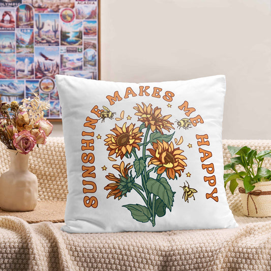 Freeleaf Sunshine Makes Me Happy Short Plush Cushion Pillow