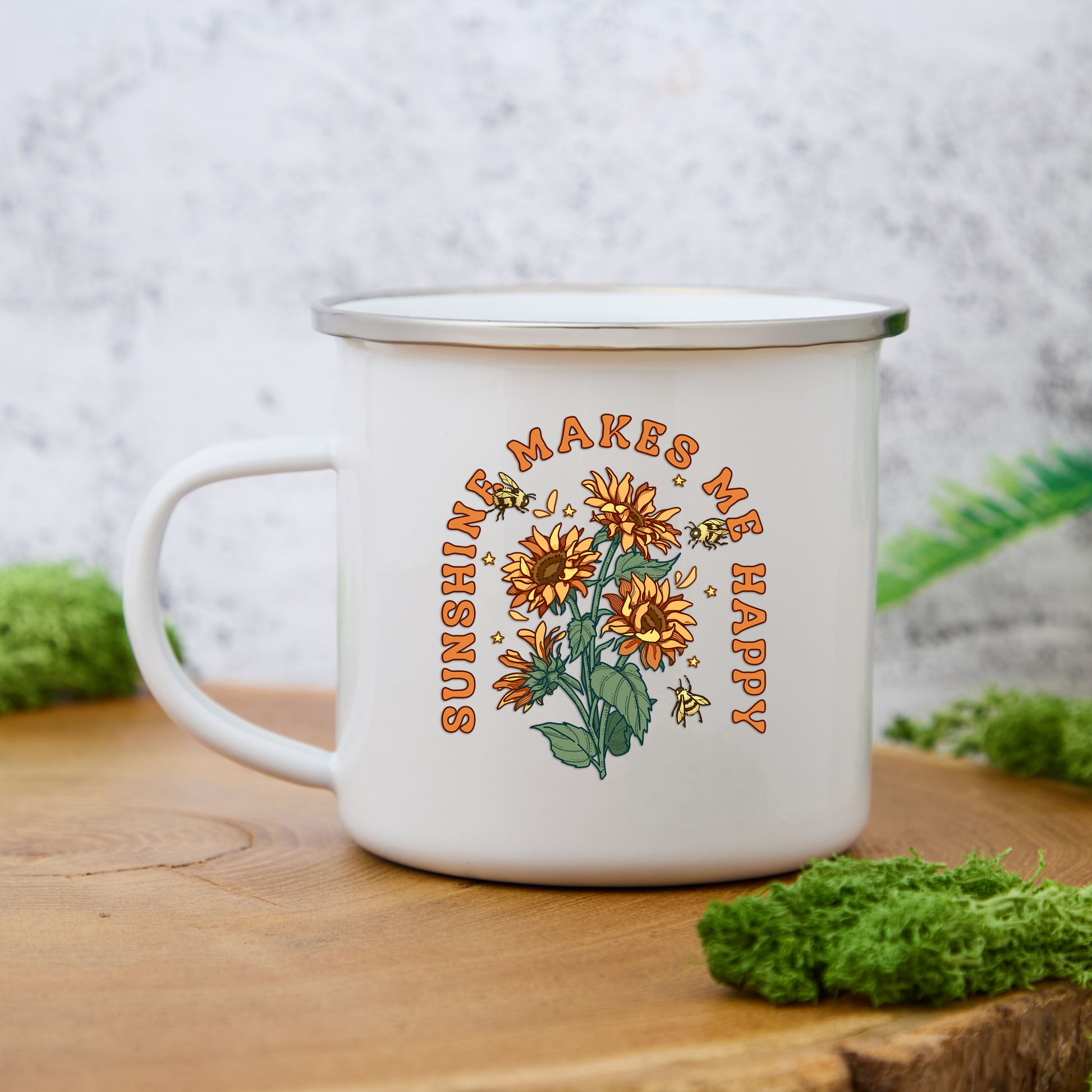 Freeleaf Sunshine Makes Me Happy Enamel Mug