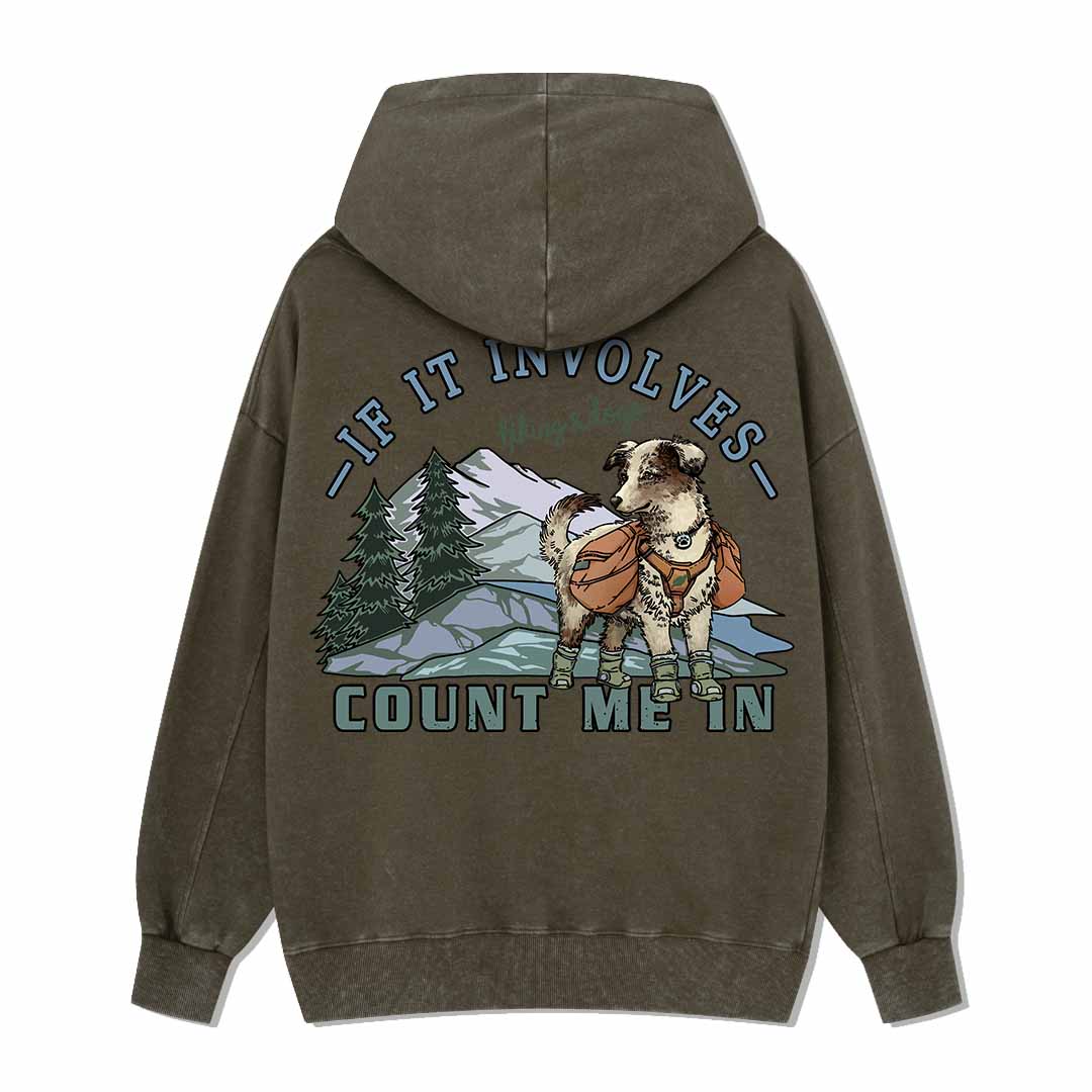 Hiking & Dogs Adventure Washed Hoodie