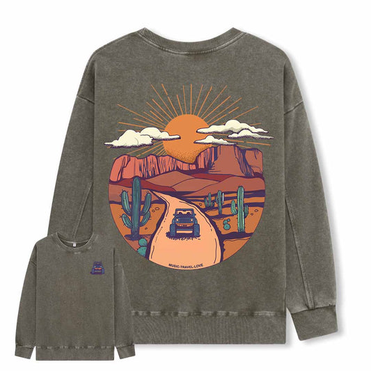 Go Hiking With Music Washed Sweatshirt