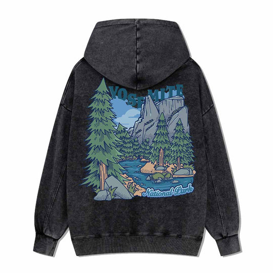 Yosemite National Park  Back-printed Washed Hoodie