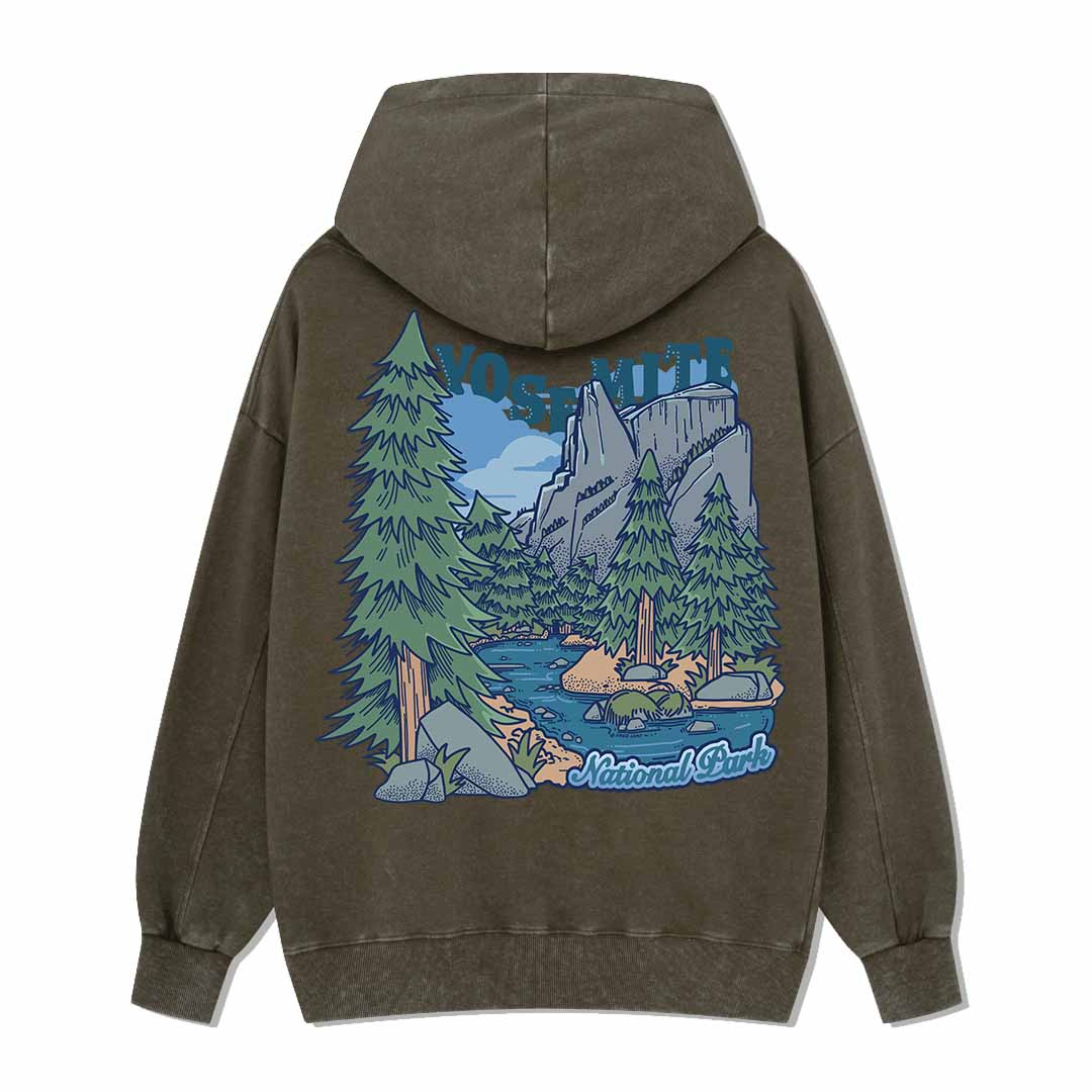 Yosemite National Park  Back-printed Washed Hoodie