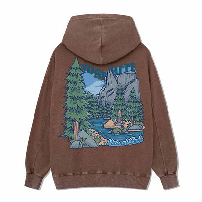 Yosemite National Park  Back-printed Washed Hoodie