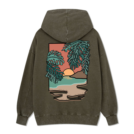 Hawaiian Vacation Back-printed Washed Hoodie