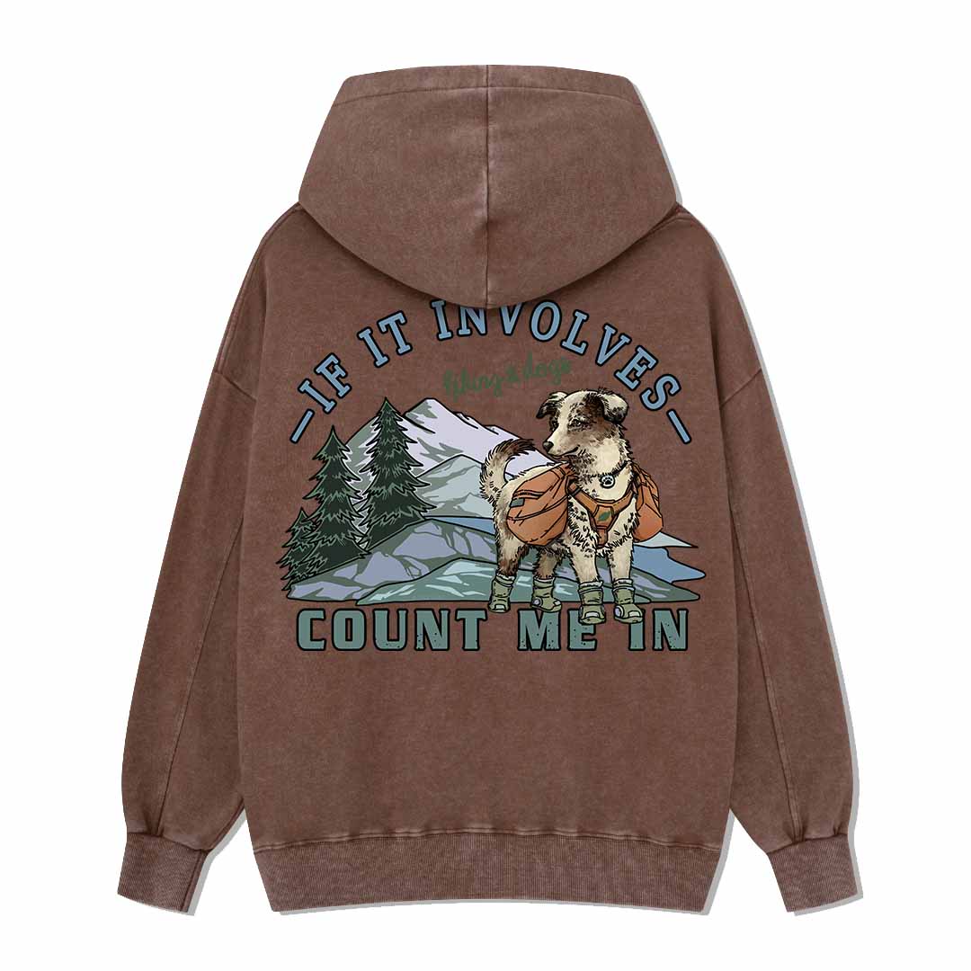 Hiking & Dogs Adventure Washed Hoodie