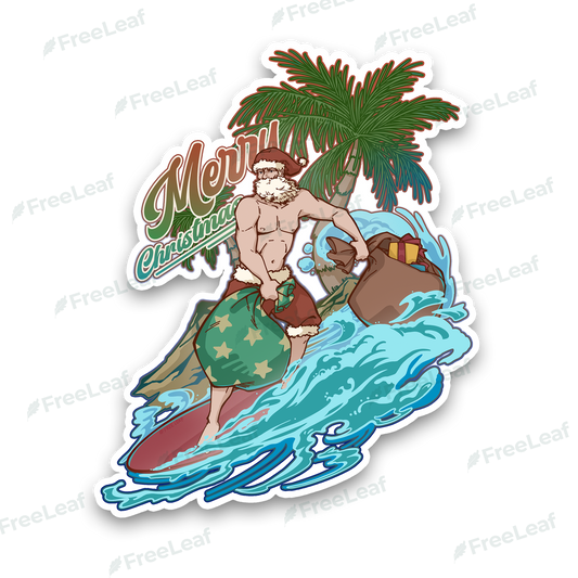 Santa Claus Surfing Sticker