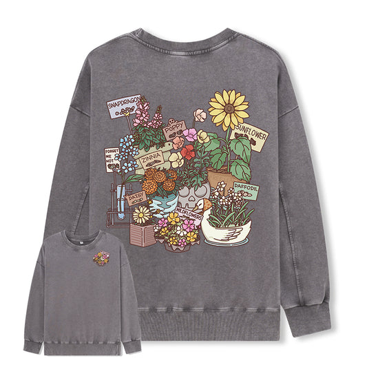 Freeleaf Flourishing Garden Nature Inspired Unisex Washed Sweatshirt