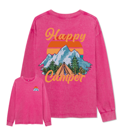 Happy Camper Washed Long Sleeve Top