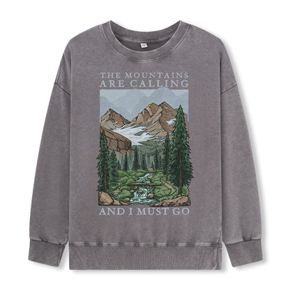 Freeleaf The Mountains Are Calling Unisex Washed Sweatshirt