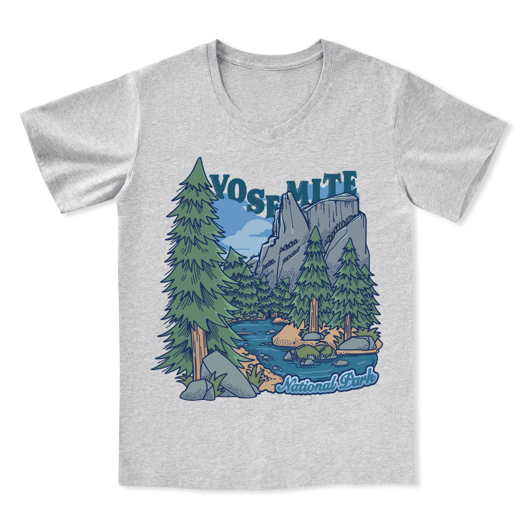 Yosemite National Park Front-printed V-neck Tee