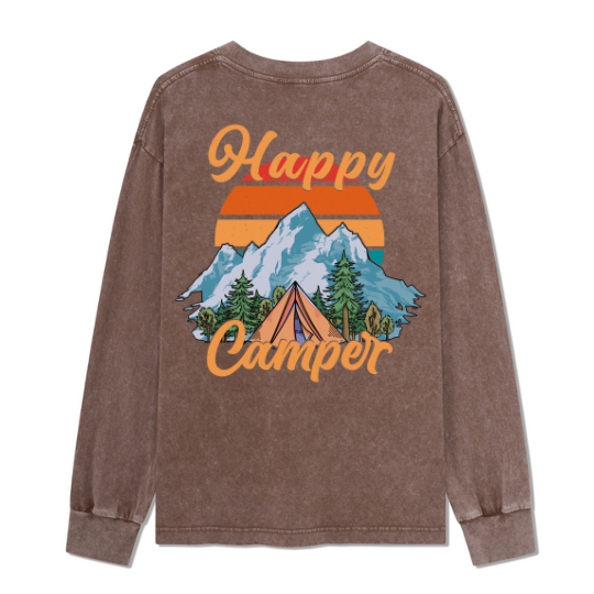 Happy Camper Washed Long Sleeve Top