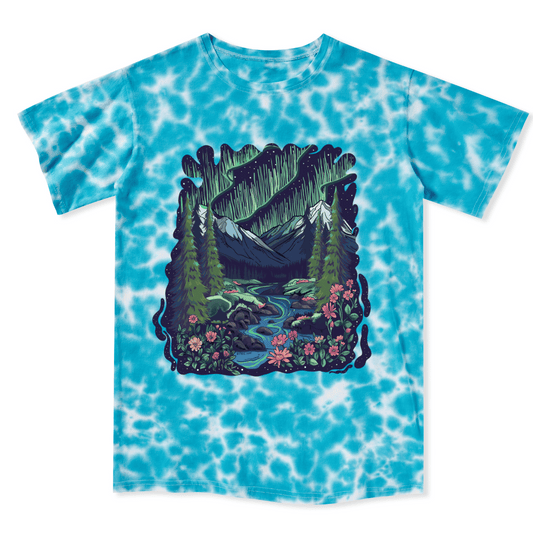 Aurora Aqua Serenity Front-printed Tie Dye Tee