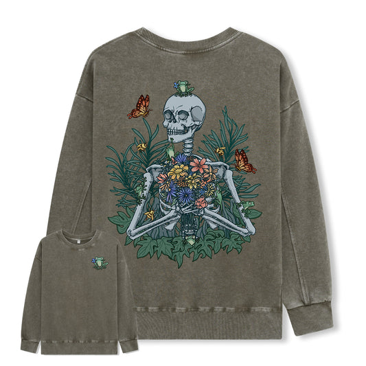 Freeleaf Rebirth in Bloom Unisex Nature Inspired Washed Sweatshirt