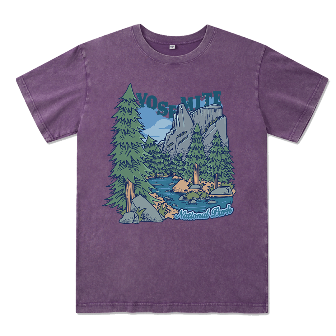 Yosemite National Park Front-printed Washed Tee