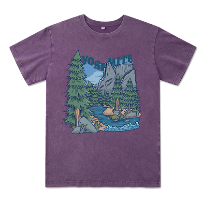 Yosemite National Park Front-printed Washed Tee