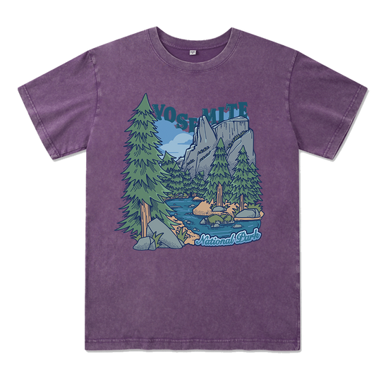 Yosemite National Park Front-printed Washed Tee