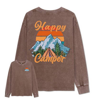 Happy Camper Washed Long Sleeve Top