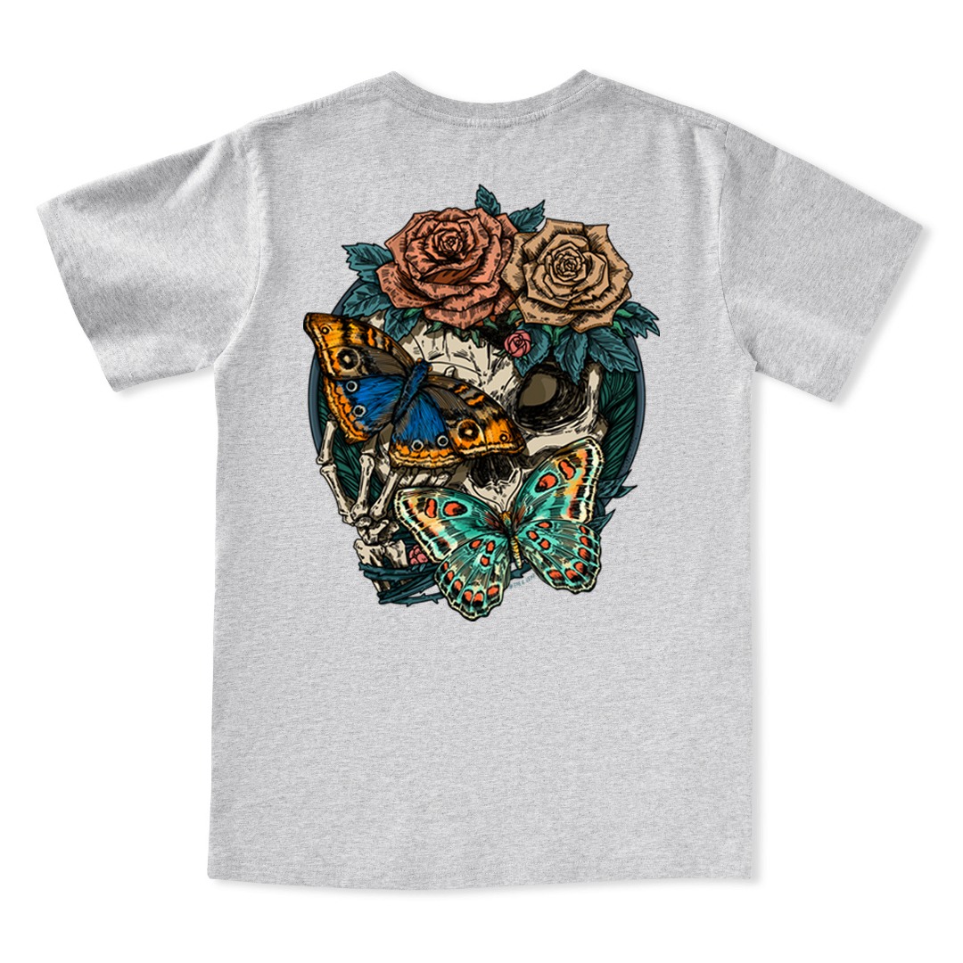 Floral Skull V-neck Tee