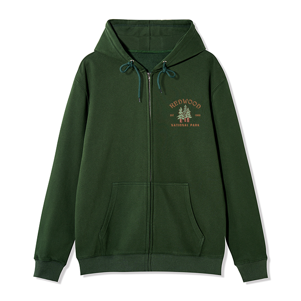 Freeleaf Redwood National Park Unisex Nature Inspired Fleece Full-Zip Hoodie