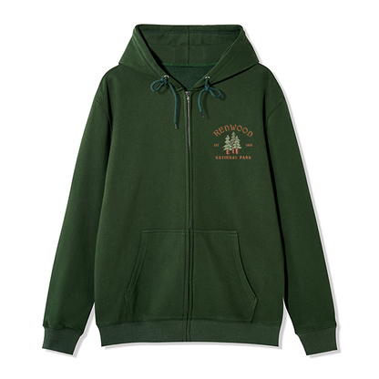 Freeleaf Redwood National Park Unisex Nature Inspired Fleece Full-Zip Hoodie