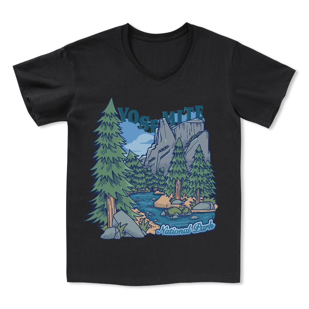 Yosemite National Park Front-printed V-neck Tee