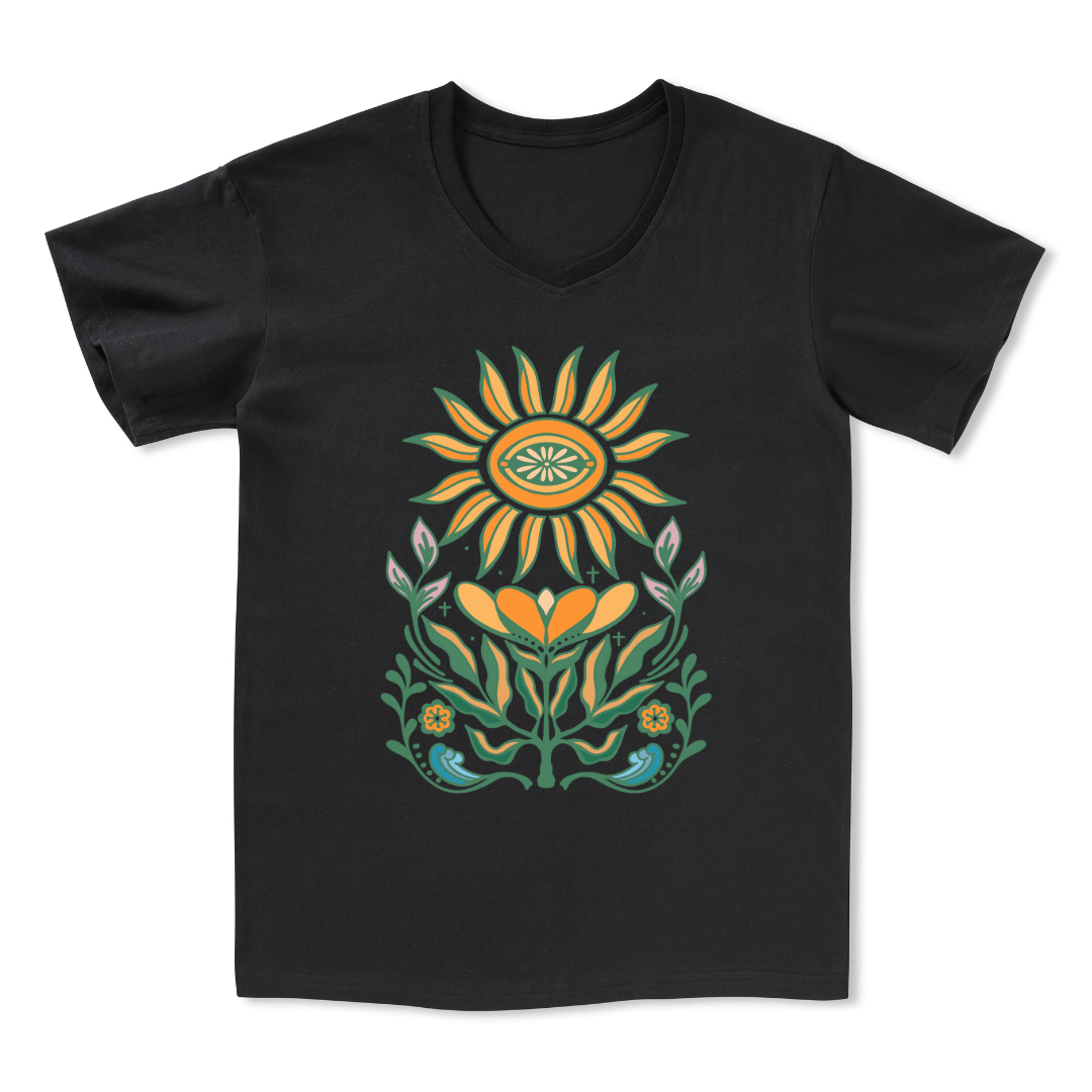 Sunflower Front-printed V-neck Tee