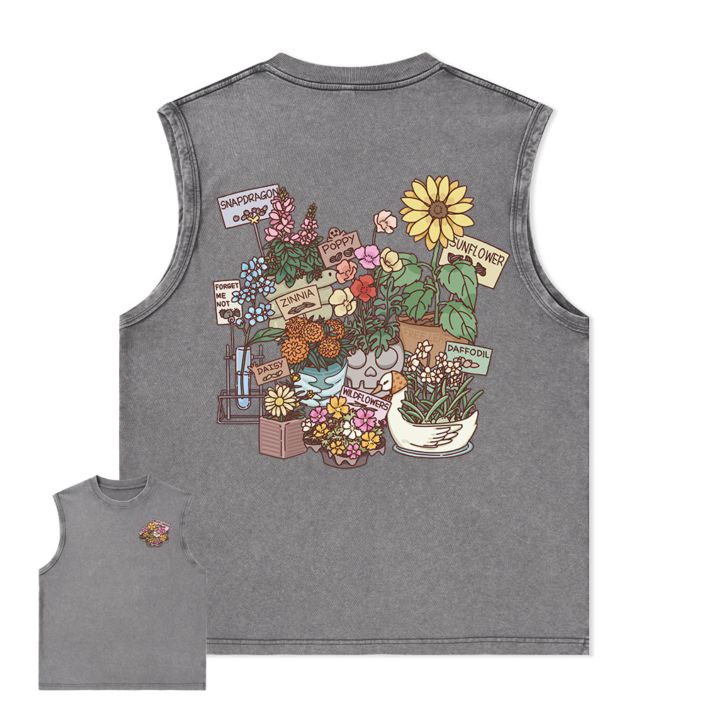 Freeleaf Flourishing Garden Nature Inspired Unisex Washed Tank Tops