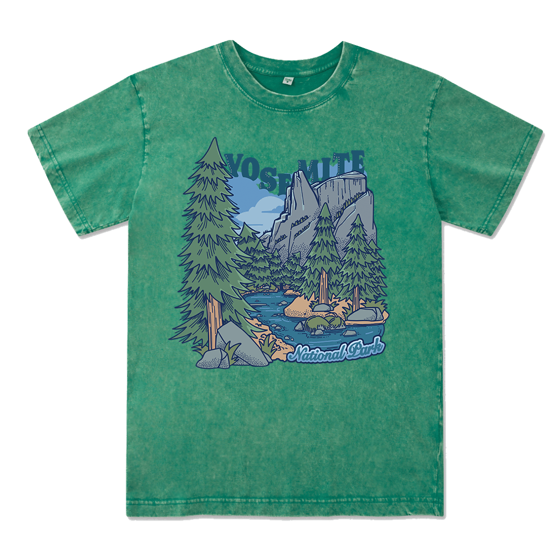 Yosemite National Park Front-printed Washed Tee