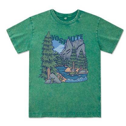 Yosemite National Park Front-printed Washed Tee