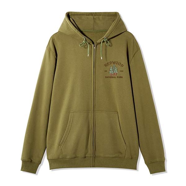 Freeleaf Redwood National Park Unisex Nature Inspired Fleece Full-Zip Hoodie