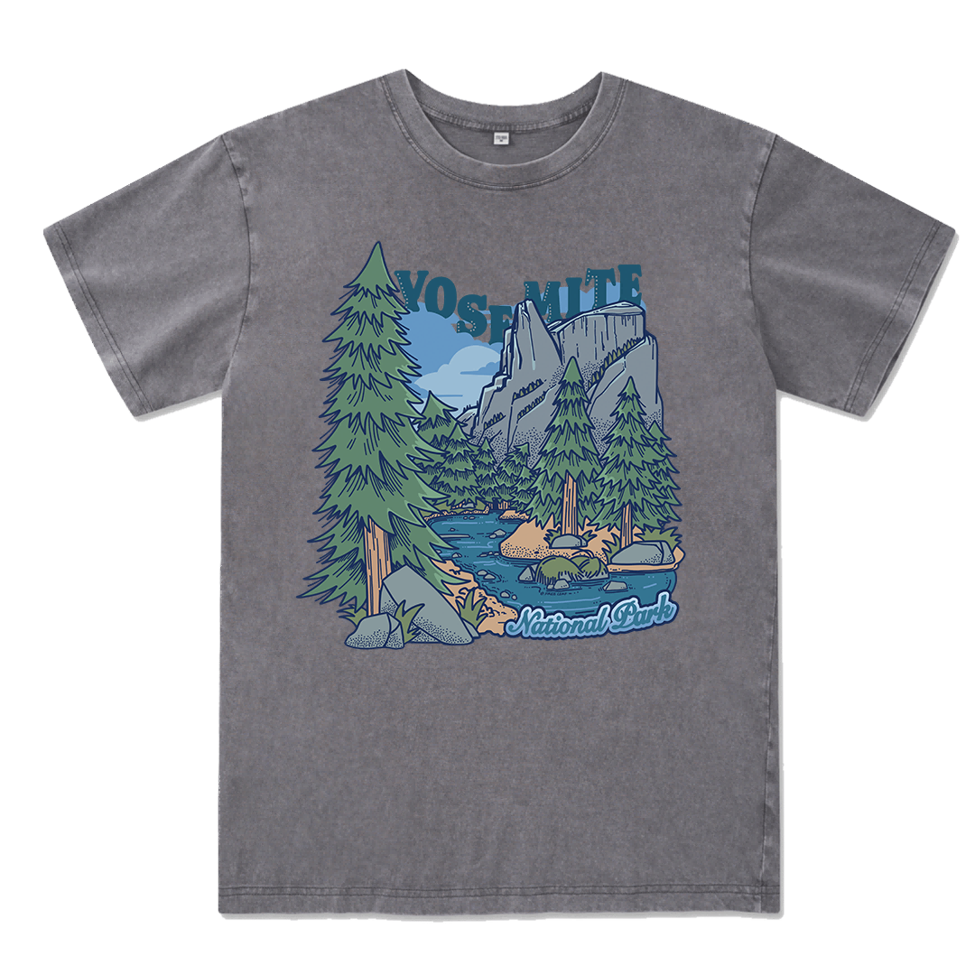 Yosemite National Park Front-printed Washed Tee