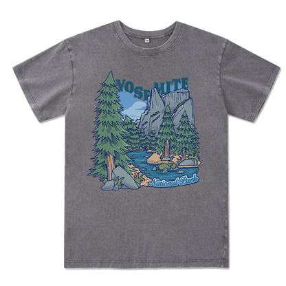 Yosemite National Park Front-printed Washed Tee