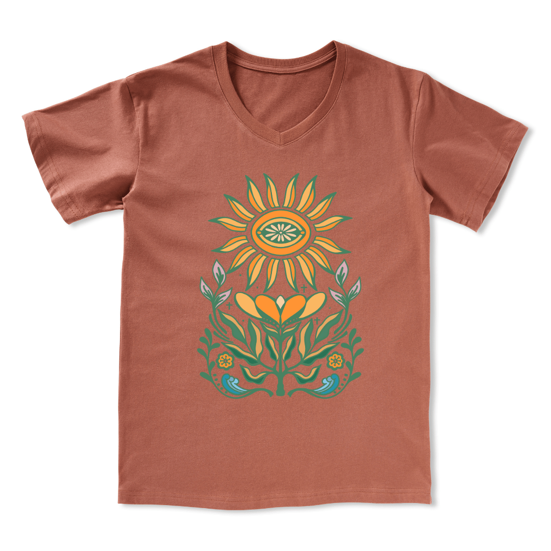 Sunflower Front-printed V-neck Tee