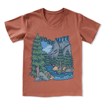 Yosemite National Park Front-printed V-neck Tee