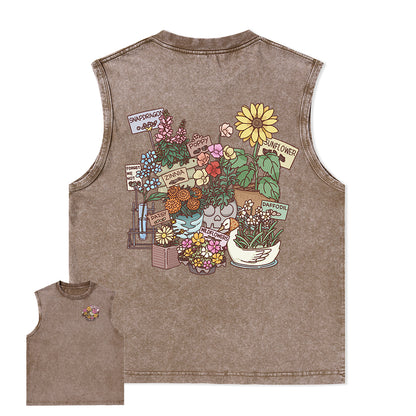 Freeleaf Flourishing Garden Nature Inspired Unisex Washed Tank Tops