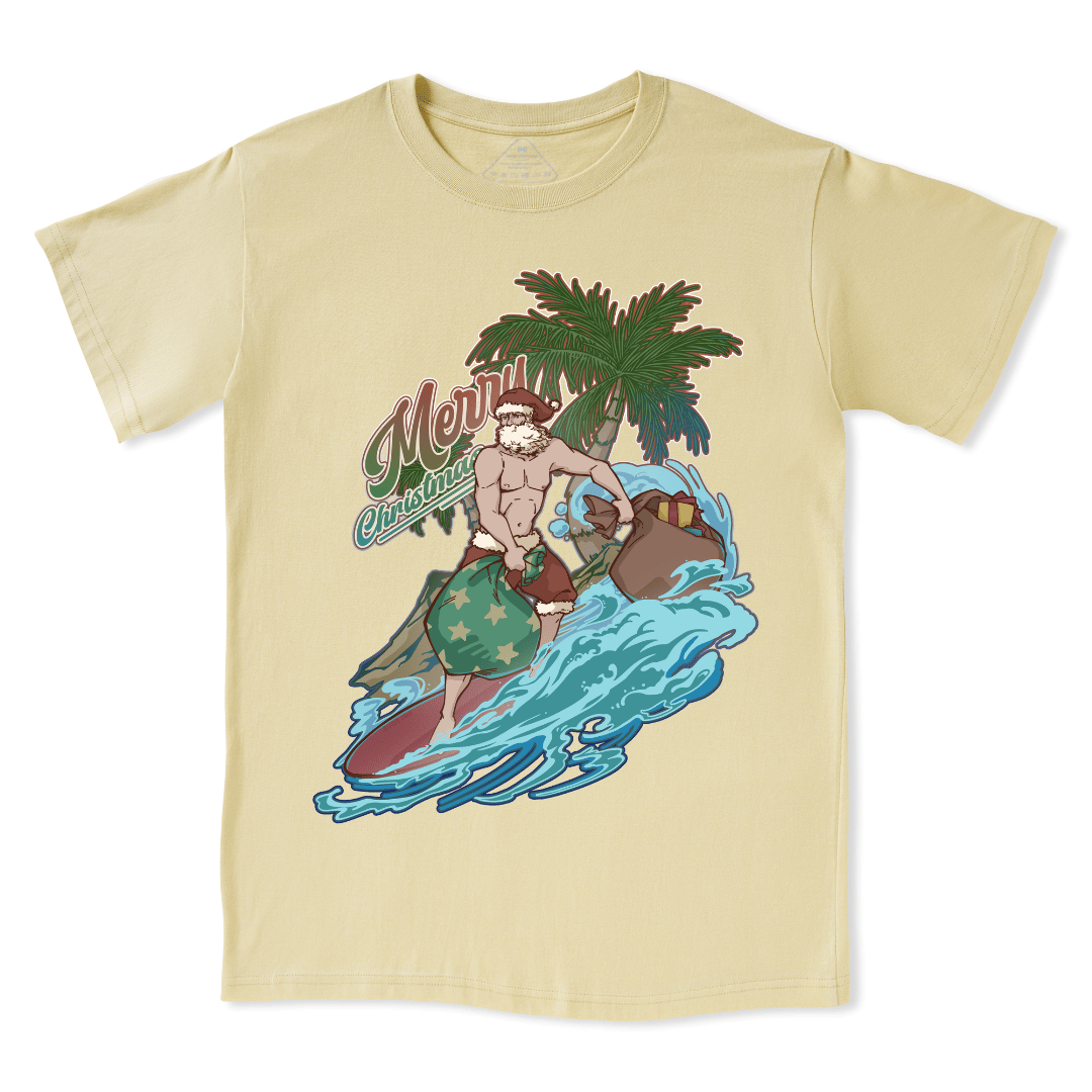 Santa Claus Surfing Front-print Tee