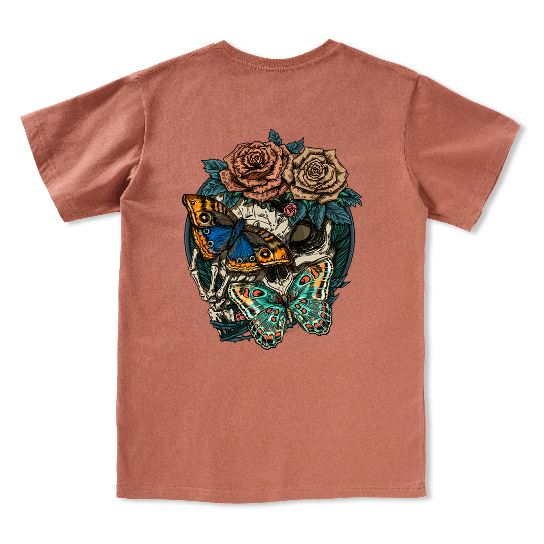 Floral Skull V-neck Tee