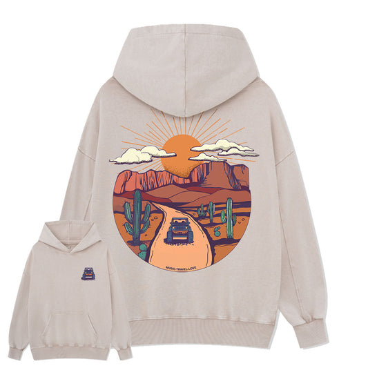 Go Hiking With Music Washed Hoodie