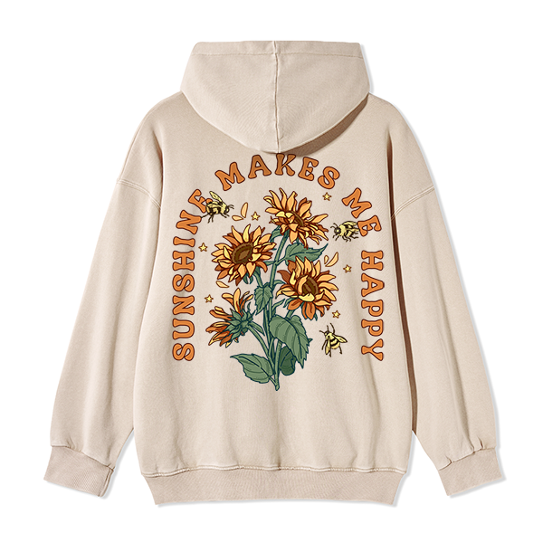 Freeleaf Sunshine Makes Me Happy Unisex Nature Inspired Fleece Full-Zip Hoodie