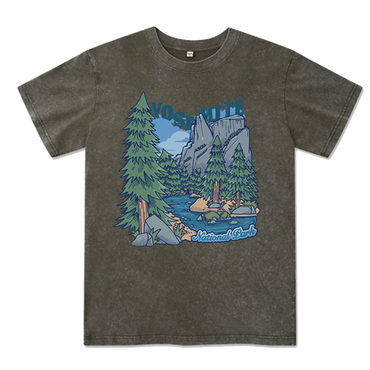 Yosemite National Park Front-printed Washed Tee